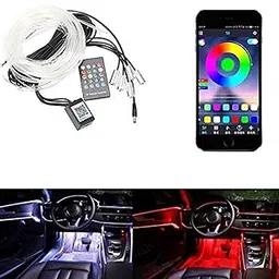 RGB App LED Car Atmosphere Interior Ambient Light with Optic Fibre Cable, EL Neon Strip Lamp with Bluetooth App Control-picture-41