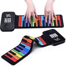 Bestie toys Rock and Roll It - The Rainbow Piano. Roll Up Flexible Piano Keyboard for Kids / Beginners. Portable 25 Keys Silicone Piano Pad. Play-by-Color for Kids and Adult-picture-12