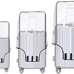 dafter PVC Transparent Luggage Trolley Waterproof Cover|Dust Proof Suitcase & Trolley Bag Cover with Zipper_Soft Luggage Pack of 3 (22" 26" 30") inches-picture-22