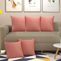 Velvet Cushion Cover Throw Pillow Cover 16 x 16 Inches / 40 x 40 cm Set of 5 (Rosegold)-picture-11