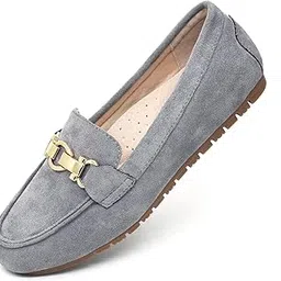 cvistpieo Loafers for Women Business Casual Shoes Comfortable & Lightweight Penny Loafers Slip On Work Flats, Grey, 7-picture-51