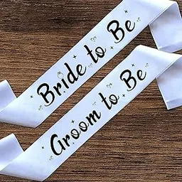 Style Secrets Shining 3" White Satin Bride to Be and Groom to Be Sashes for His and Her for Many Occasions - Pre-Wedding, Ring Ceremony (Pack of 2)-picture-12
