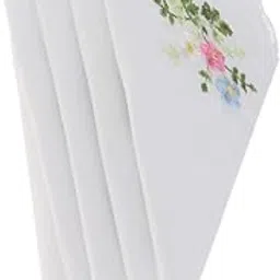 VELURA 5pcs Womens White Flower Embroidery Cotton Lace Handkerchiefs Hanky 01|Scarves Wraps|5 Piece Ladies Hankerchiefs (There are Three Colors in Each Pattern, Color Random)-image-42