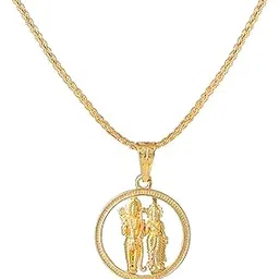 gehena by estele Fashion Jewelry Lord Rama & Sita Pendant for Men: Gold Plated Spiritual Bhagawan Ram & Goddess Sita Maa Pendant with Chain Temple Jewelry for Men & Women (Unisex)-OSAK013-IG PENDANT-picture-20