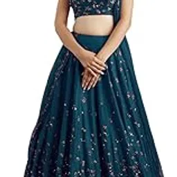 kv fashion Women's Silk Embroidered Semi-Stitched Lehenga Choli Rotli LH-New-picture-29