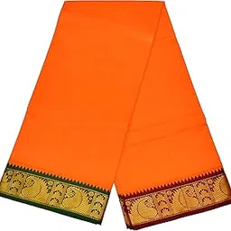 tuni mani Men's Panchakacham Dhoti with Angavasthram Towel, Jari Border, 100% Cotton, Size: 9 X 5 (4.0mtr Dhoti, 2.25mtr Towel) (Unstitched)-picture-13