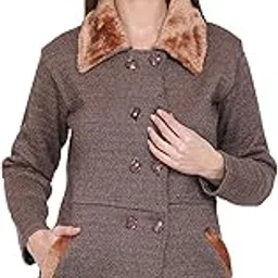kiawah Women's Woollen Fur Collar Double Breast Buttoned Coat image 1