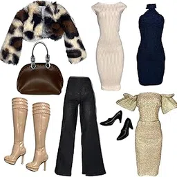eledoll CLOTHES Fashion Pack Boss Lady Beige Fur Coat Set New-picture-40