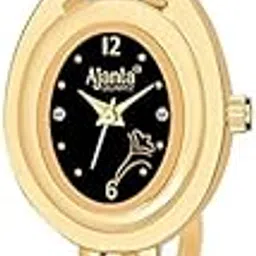 ajanta quartz Ajanta's Oval Dial with Golden Bracelet Wrist Watch for Women & Girls - AQ409-picture-15