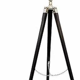 Handmade Black Wooden Retro Tripod Studio Floor Lamp with Chrome Finish | Adjustable Cylindrical Shape Spotlight Searchlight for Bedroom, Living Room, Drawing Room & Office Decor-image-38