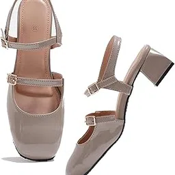 FROH FEET Women's Mary Jane Pumps, Chunky Low Block Heel, Double Adjustable Ankle Buckle Straps for Women & Girls-image-55