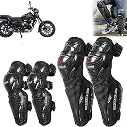 Auto Pearl Motorcycle Knee Shin Guards Elbow Pads, 4 in 1 PP Shell Motocross Knee Shin Safe Protection Armor for Moto Cycling Racing compatible with Avenger 180Street (Carbon Black, 4Pcs)-picture-15