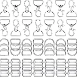 Hotop 56 Pieces D Rings for Purse Bag Hardware Purse Hardware for Bag Making Buckles Craft (25 mm,Silver)-picture-18
