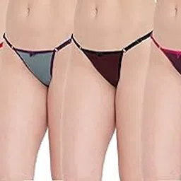 Women Lace Front Adjustable Waist Thong Panty-image-12