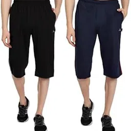 zeffit Men's Regular Fit Cotton Blend Capri| Men Three Fourth Combo |3/4th Shorts for Men | men three quarter pant for Running, Gym, Yoga etc. Pack of 2-picture-43