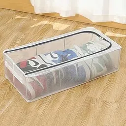 OLDA Polyvinyl Chloride Transparent Under-Bed Clothes Storage Bag Organizer - 27 Litre, Dustproof with Zipper & Reinforced Handles for Blankets, Toys, Shoes (60x30x15 cm)-picture-35