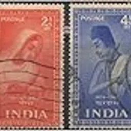 India 1952 Indian Saints & Poets (Kabir Tulsidas Meera Surdas Ghalib Tagore) - Set of 6 USED postage Stamps-picture-21