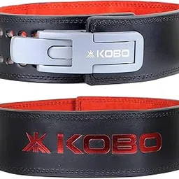 Kobo Lever Belt Weight Lifting Gym Fitness, Natural Genuine Leather 4” Wide Back Support, 11 Adjustable Holes, Powerlifting Bodybuilding Deadlift Squat Workout Strength Training, Men Women image 1