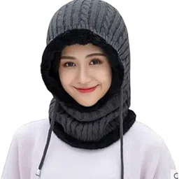 TopiBaaz Winter Beanie Monkey Cap Hood for Women | Stretchable Skull Soft Combined Scarf with Drawstring Multi Use Woolen Balaclava Neck Warmer Scarf Casual Cap Hat for Men & Women | Freesize-picture-11