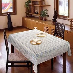 Freelance PVC Vinyl Tuscany Flannel Backing Dining Plastic Table Cover Cloth - Waterproof Protector, 4-6 Seater, Oblong/Oval 54 X 78 inches (with White Border Edge Lace) - Product of Meiwa, Japan-picture-35