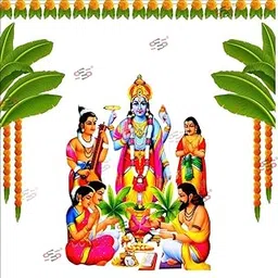 S2S Traditional Satyanarayana Backdrop Decoration Cloth | for Pooja Decoration Background Curtain Cloth | for All Festivals/House Hold Functions/Ceremonies - (5 x 5 Feet) (SATYA Narayana)-image-32