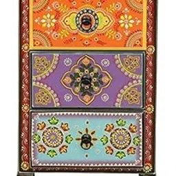 ARVISH ENTERPRISES Entryway Table | Wooden Bedside Table | Traditional Chest of Drawer with 3 Drawers for Living Room, Bedroom, Hall, Hotel & Home, Multicolor, (30D x 46W x 76H CM)-picture-55