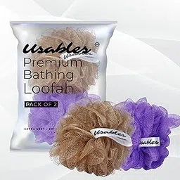Bath loofah combo Sponge - Pack of 2 | Gentle Exfoliating Scrubber for Bathing, Showering, Cleaning for Men and Women (Brown, Purple)-picture-38