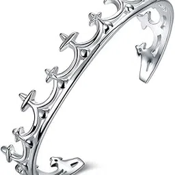 via mazzini 925 Silver Plated Royal Princess Crown Kada Bracelet for Women and Girls (Bracelet0378)-picture-13