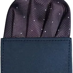 krawatte Men’s Micro Polyester Readymade Pocket Square (Brown-White Dot) (RPS-9)-picture-27