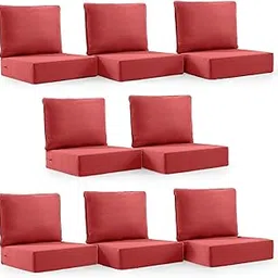 Outdoor Cushion Set for Furniture patio furniture,UV Resistant,Waterproof outdoor cushion set - 6 Inch thick foam garden cushions– 24x24 Inch Patio Seat Covers for Chair/Sofa/Couch | Red | 8-pack |-image-57