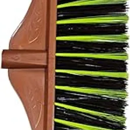 Heavy-Duty Push Broom Head with Black and Green Bristles, Brown Handle Mount-picture-17