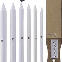 Worison Paper Blending Stump Set with Sand Paper and Kneadable Art Eraser - (White)-picture-21