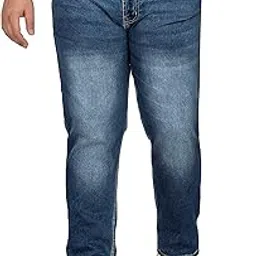 Men Plus Size Regular Fit Light Blue Denim Jeans - Style Code KGDJN-408002-picture-13