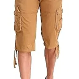 v3e Stylish and Trendy Cotton Cargo 6 Pockets 3/4 Capry for Men's & Boy's (Brown)-picture-11