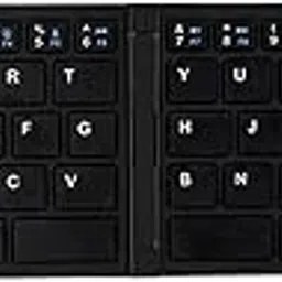 Foldable Bluetooth Keyboard,Small Folding Wireless Portable Keyboard,Rechargeable Ultra Slim Pocket Travel Keyboard Support 3 Devices for iPad Tablet Smartphone Laptop PC Windows iOS Android-Black-image-0