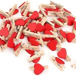 Hobby Tek Mini Wooden Photo Paper Clips with Cute Heart Design and Jute Rope (Pack of 30)-picture-25
