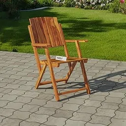 VMDJ Folding Chair Solid Sheesham Wood Made Portable Foldable Wooden Indoor Outdoor Chairs (1, Brown Colour)-picture-12