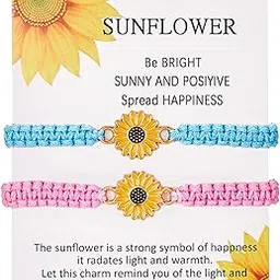 idimson Sunflower Bracelet Anklet Pinky Promise Friendship Adjustable Bracelet Anklet Sunflower Best Gifts for Best Friends Couple Family-picture-23