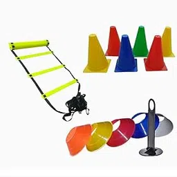 Combo of Flat Adjustable Speed Agility 4m Ladder with 10 Rungs, 12-Pieces 6-inch Marker Cone and 40 Saucer Cones (Multicolour)-image-55