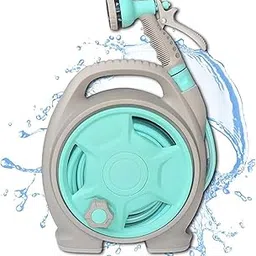 MIXEN 50FT Garden Hose Reel Retractable Hose Reel, Portable Garden Hose Reels Wall Mount, Small Garden Hose Reel with 7 Water Sprayer Pattern, Patio Hose Reel for Cleaning Watering-picture-69