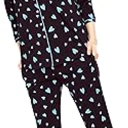 zeyo Night Suit for Women's Heart Printed Cotton Night Dress of Shirt and Pajama Set 5759-picture-34