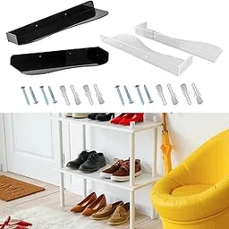 TRENDIVIBE Acrylic Shoe Wall Shelf with Screws Shoe Holder for Home Hallway Living Room Black-picture-28