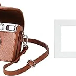 CALVILLE Mini EVO Camera Case – Compatible with Fujifilm Instax Mini EVO Instant Camera – Lychee Texture PU Leather Cover with Shoulder Strap – Horizontal Style- Brown-image-10
