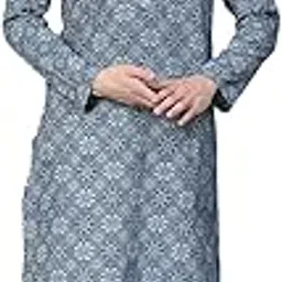 see designs Blue Cotton Regular Fit Printed Kurta-picture-56