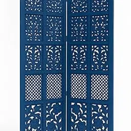 NAQQASH Wooden Room Divider Partition for Living Room Wooden Screen Partition Hall Partition Makeup Studio Privacy Divider Floor Panels for Pooja Room | Partition 6 feet 2 Panels (Blue)-image-7