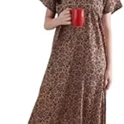 MAHUL Mills India Women's Cotton Long Maxi Night Gown Nighty Dress with Pocket & Stylish Button, Super Soft Comfortable-picture-10
