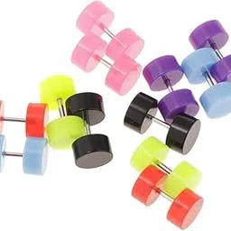 elbme ELBME® 12pcs Acrylic Stainless Steel Barbell Stud Earring Fake Illusion Guage Plugs-picture-27