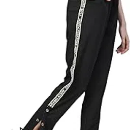 hubberholme Women's Cotton Blend Regular Fit Side Button Track Pants-picture-25