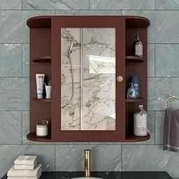 HomScape Bathroom Miror Cabinet I Wooden I White I Bathroom Cabinet with Mirror with Spacious Shelf I Bathroom Mirror I Storage Organizer-picture-10