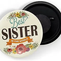 dhcrafts Fridge Magnet Multicolor Best Sister in The World Glossy Finish Design Pack of 1 (58mm)-image-6